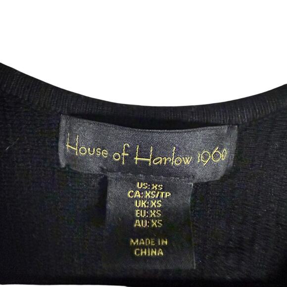 House of Harlow 1960 Revolve Black Ribbed Knit Deep V-Neck Cropped Tank Top XS - Picture 2 of 6